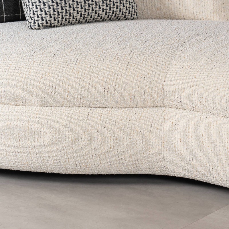 Sofá Valletta con Chaise Longue Derecho Tapizado en Bouclé Blanco 350cm