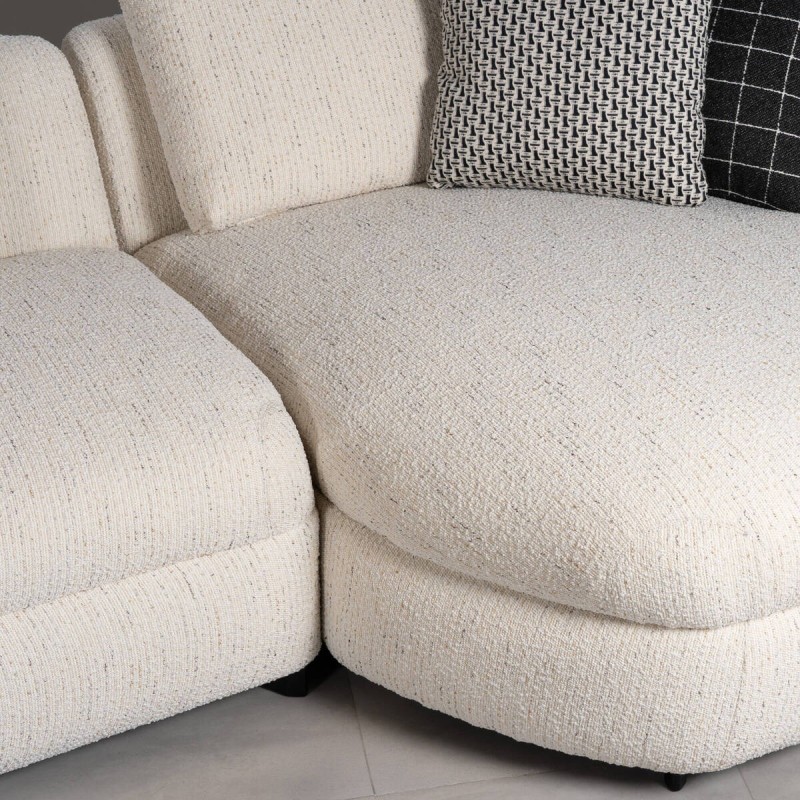 Sofá Valletta con Chaise Longue Derecho Tapizado en Bouclé Blanco 350cm