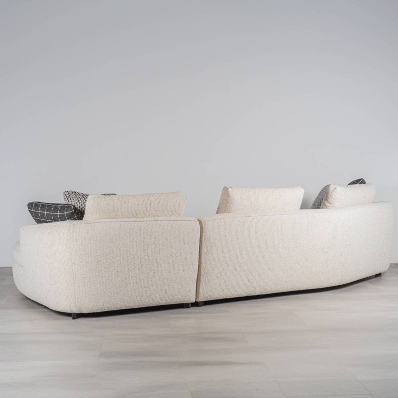 Sofá Valletta con Chaise Longue Derecho Tapizado en Bouclé Blanco 350cm
