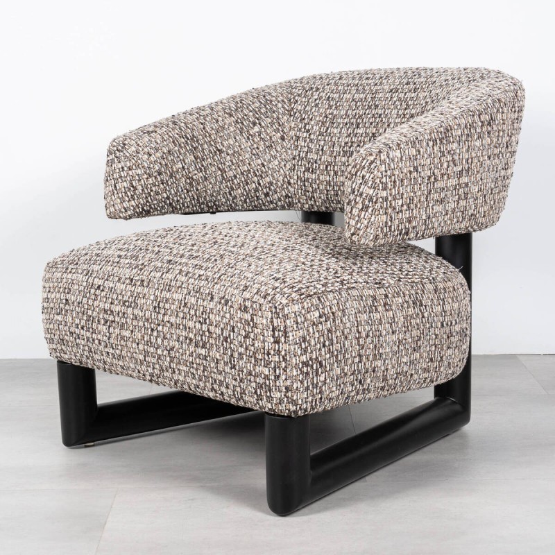 Sillón Giza Tapizado en Bouclé Multicolor con Estructura en Negro