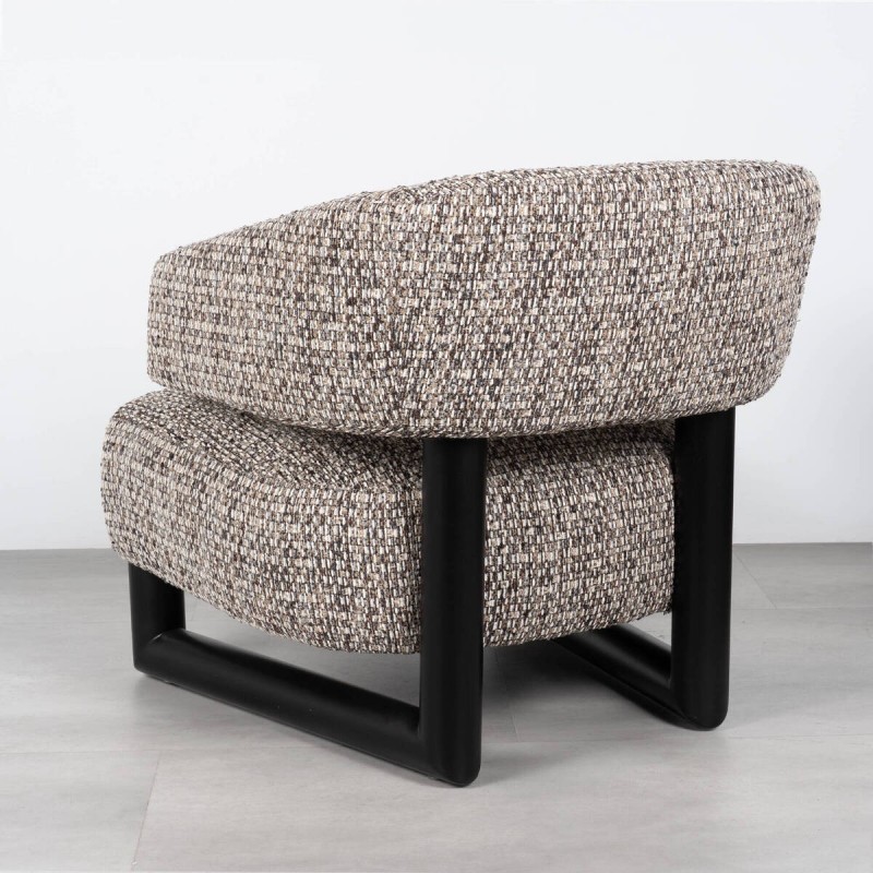 Sillón Giza Tapizado en Bouclé Multicolor con Estructura en Negro