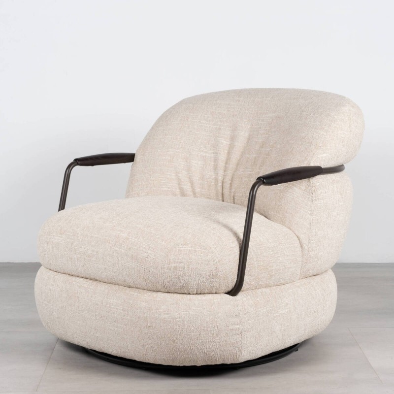 Sillón Giratorio Colima Tapizado en Bouclé Beige