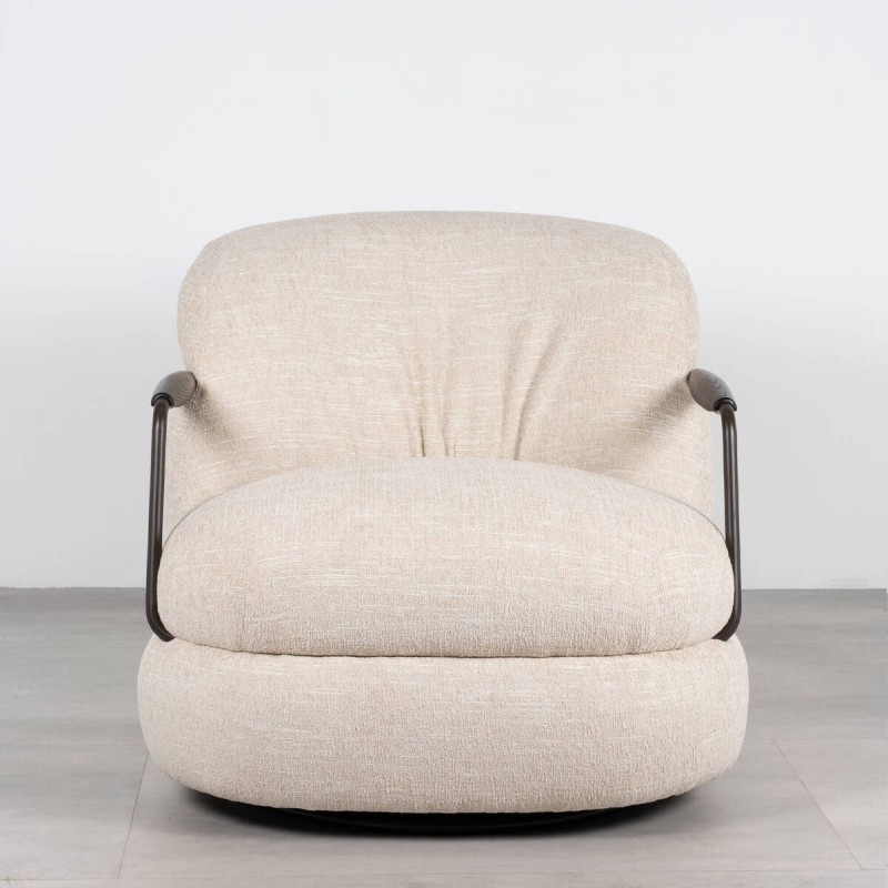 Sillón Giratorio Colima Tapizado en Bouclé Beige