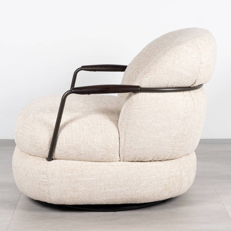 Sillón Giratorio Colima Tapizado en Bouclé Beige
