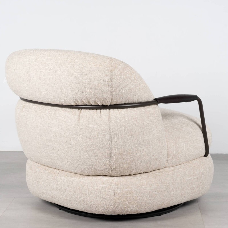 Sillón Giratorio Colima Tapizado en Bouclé Beige