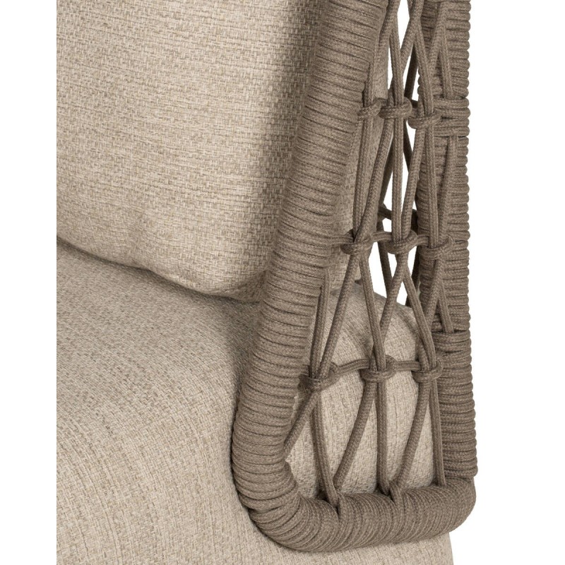 Sillón de exterior Vireo respaldo alto en cuerda y aluminio 83x95x115 cm