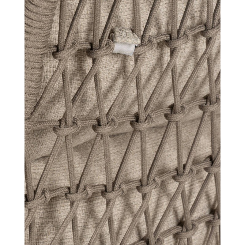 Sillón de exterior Vireo respaldo alto en cuerda y aluminio 83x95x115 cm