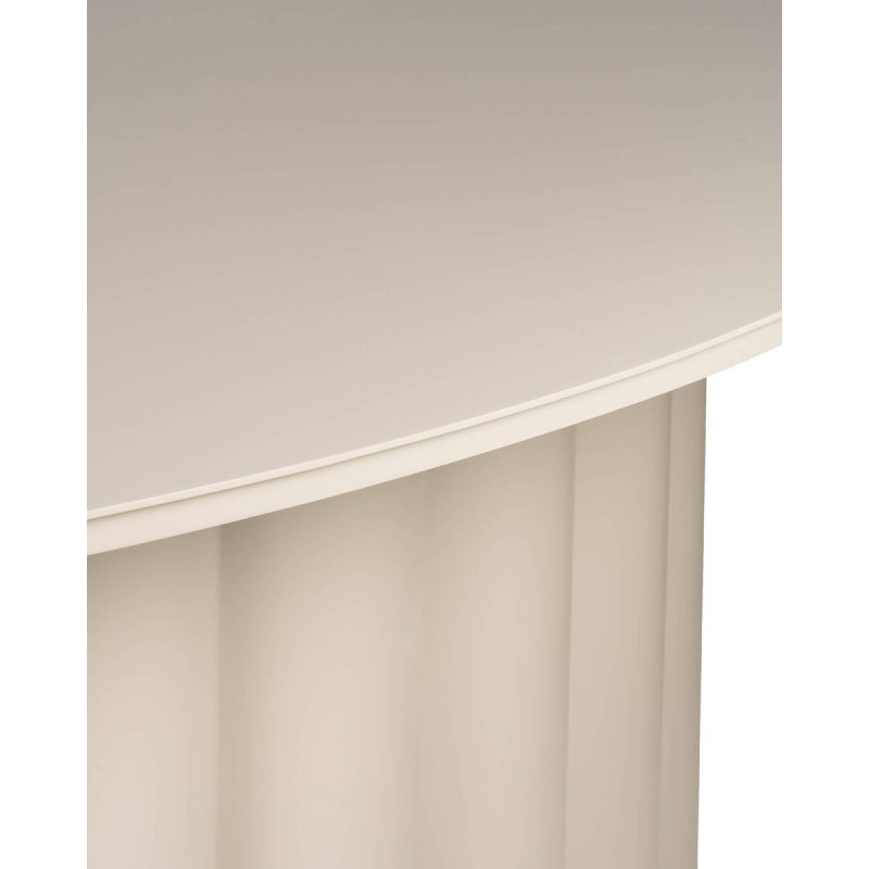 Mesa de comedor Cordelia ovalada de aluminio para exterior con diseño acanalado