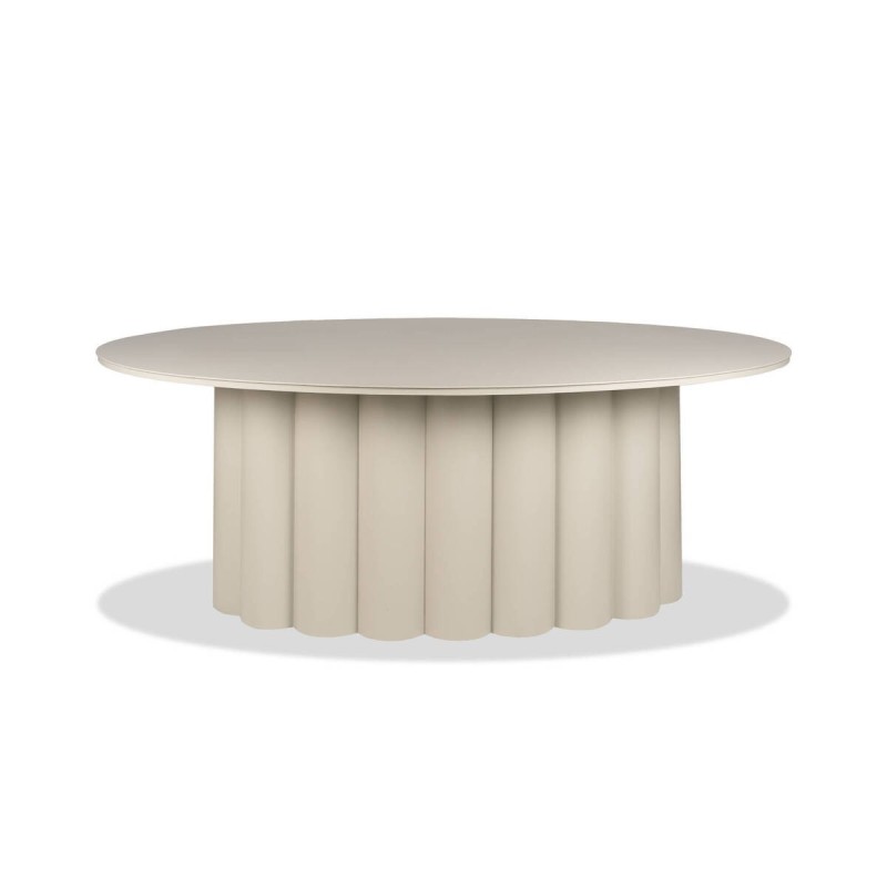 Mesa de comedor Cordelia ovalada de aluminio para exterior con diseño acanalado