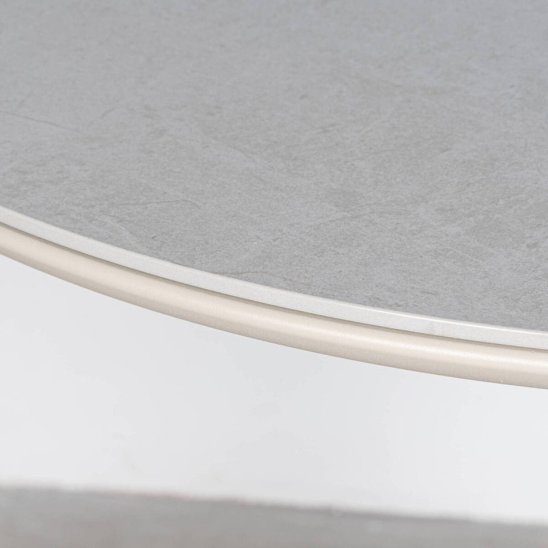 Mesa de Comedor Exterior Ragusa Redonda con Tablero de Piedra y Pedestal 90cm