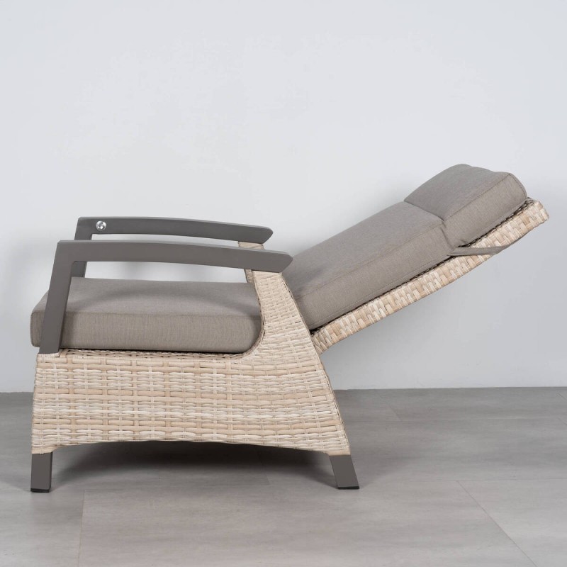 Sillón Reclinable Corfú de Ratán Sintético con Estructura de Aluminio Antracita