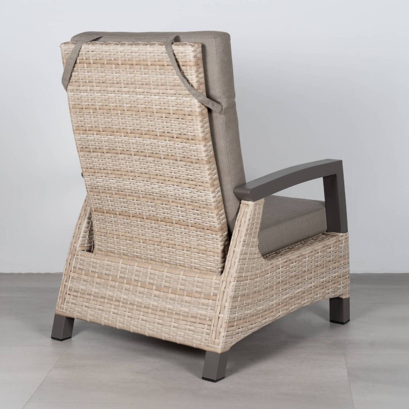 Sillón Reclinable Corfú de Ratán Sintético con Estructura de Aluminio Antracita