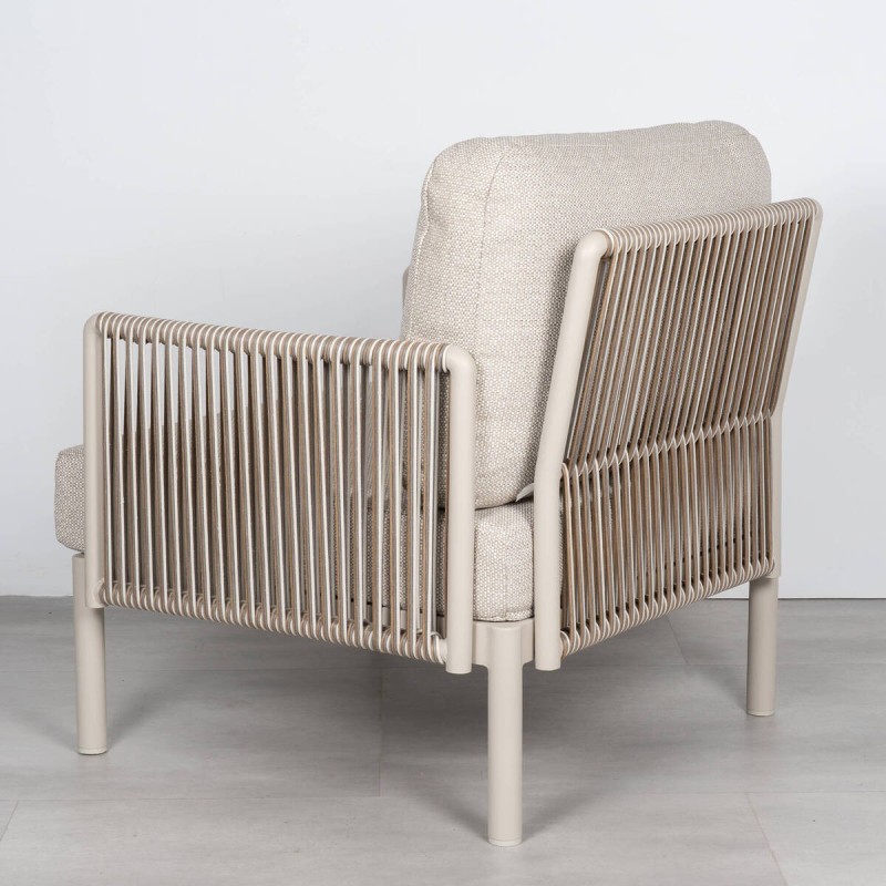 Sillón de Exterior Nuba con Cuerda Trenzada y Estructura de Aluminio Champán