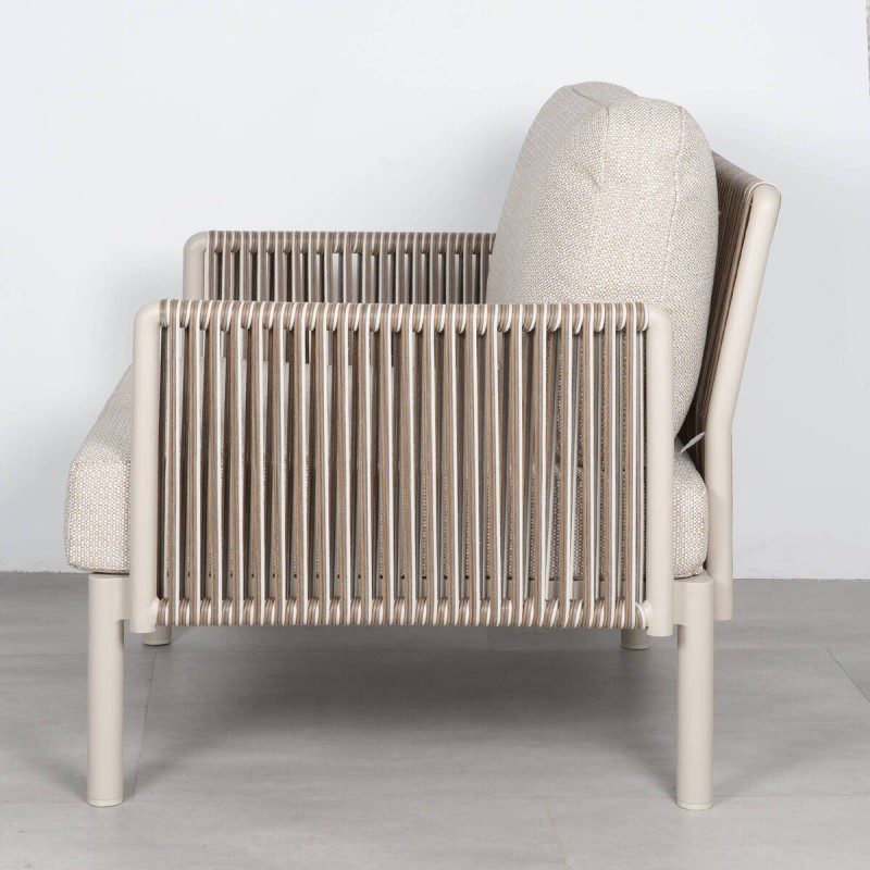 Sillón de Exterior Nuba con Cuerda Trenzada y Estructura de Aluminio Champán