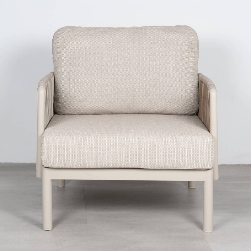 Sillón de Exterior Nuba con Cuerda Trenzada y Estructura de Aluminio Champán