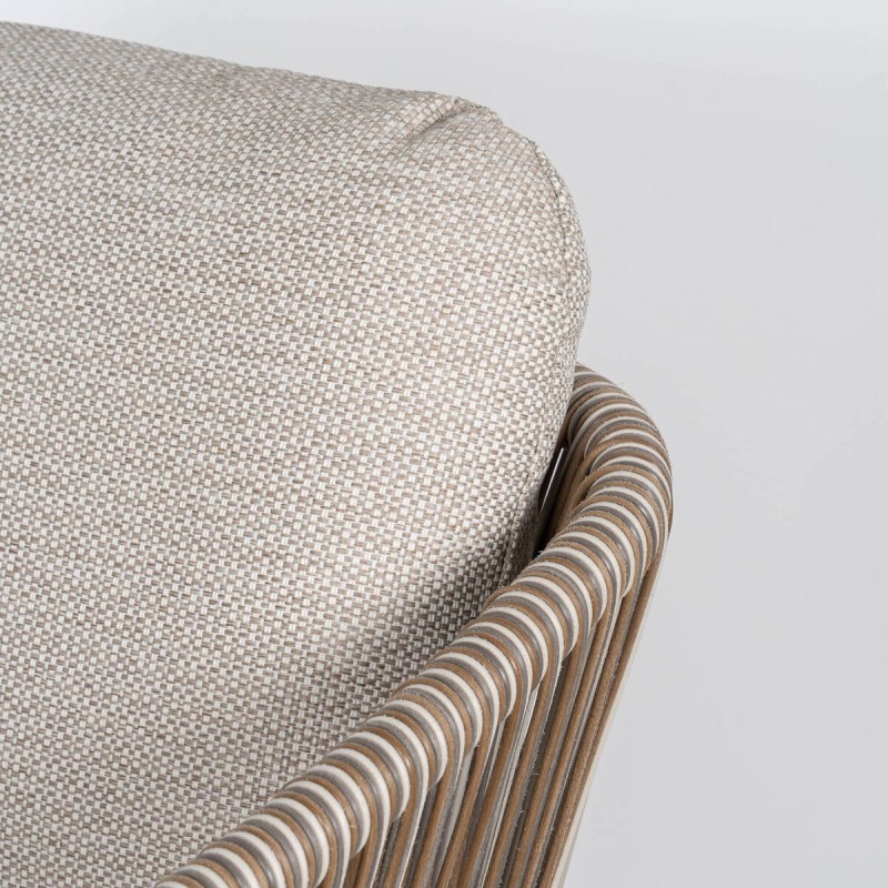 Silla de Comedor Exterior Nuba con Cuerda Trenzada y Estructura de Aluminio Champán