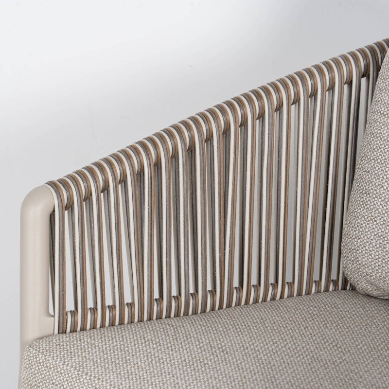 Silla de Comedor Exterior Nuba con Cuerda Trenzada y Estructura de Aluminio Champán
