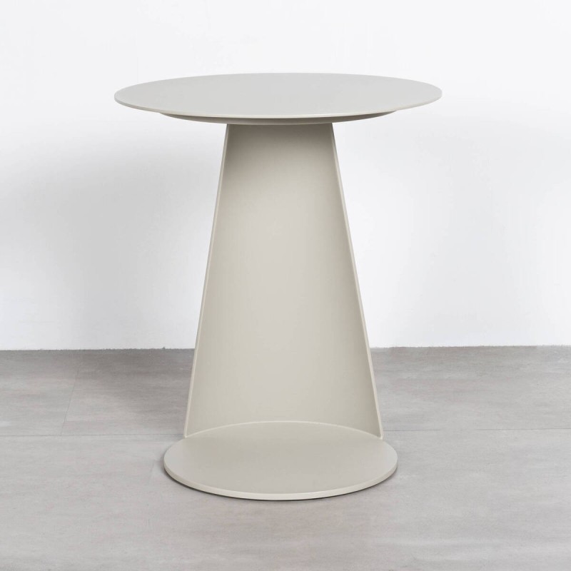 Mesa Auxiliar Oia Aluminio Gris Seda Exterior Redonda 40 cm