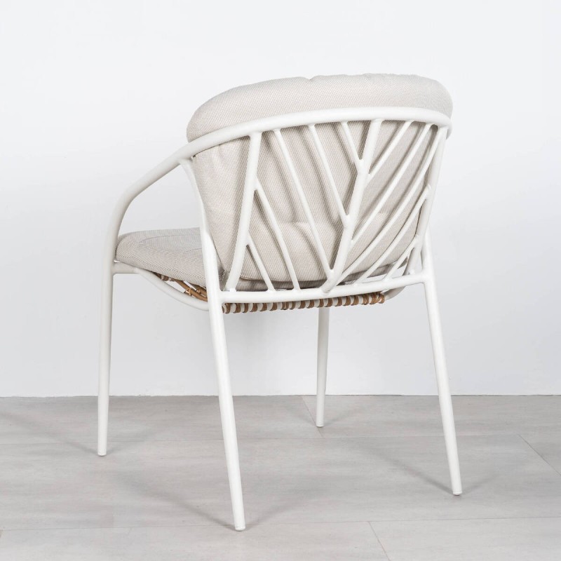 Silla Favara Exterior Aluminio Blanco Alpino y Ratán Sintético