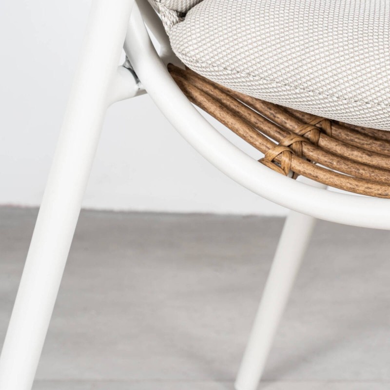 Silla Favara Exterior Aluminio Blanco Alpino y Ratán Sintético
