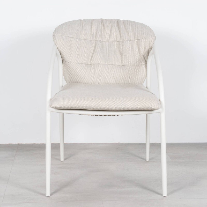 Silla Favara Exterior Aluminio Blanco Alpino y Ratán Sintético