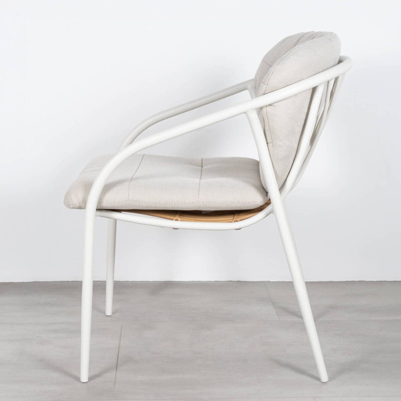 Silla Favara Exterior Aluminio Blanco Alpino y Ratán Sintético