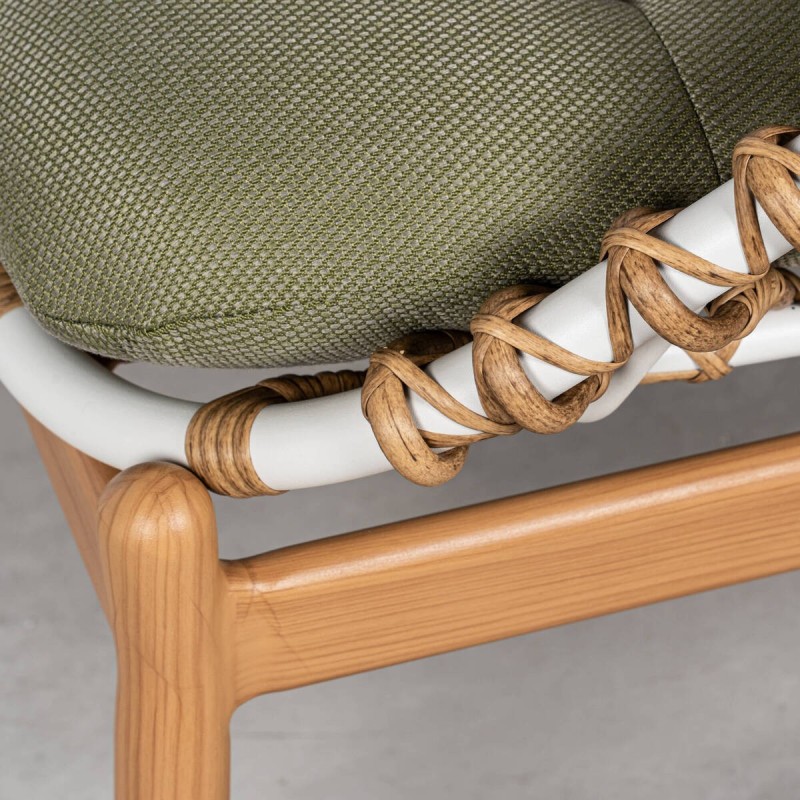Sillón Mecedora Tarifa Exterior Aluminio Ratán Sintético y Tejido Verde Oliva