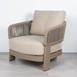 Sillón Cayenne Exterior Aluminio Taupe y Cuerda Sintética