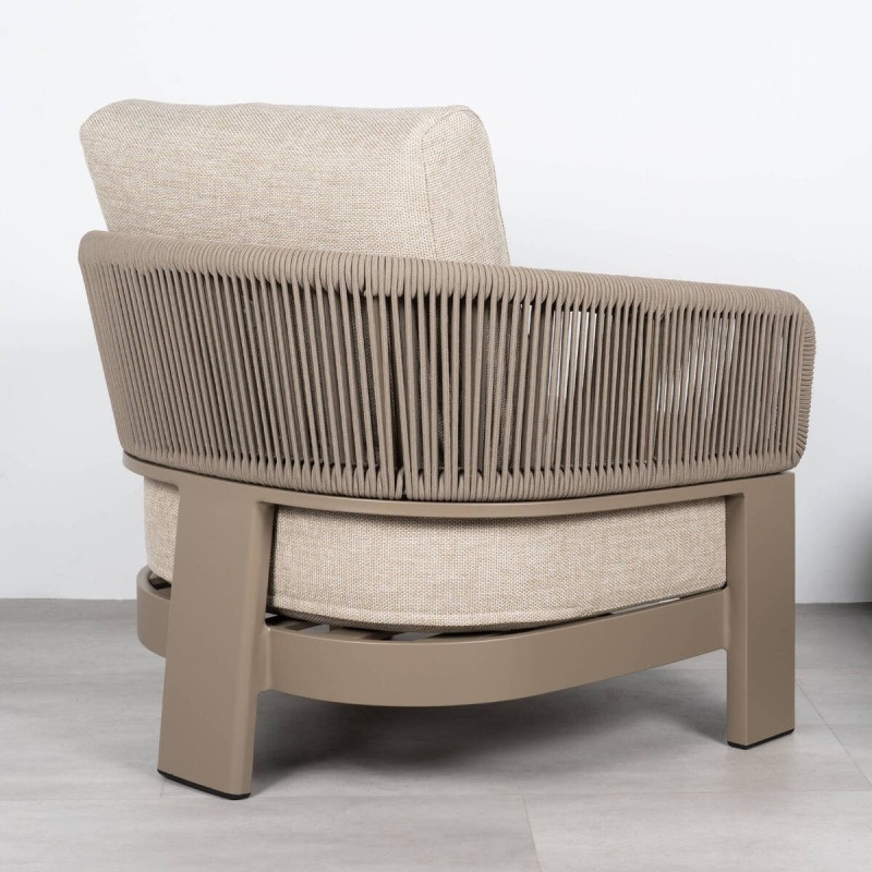SILLON CAYENNE DE EXTERIOR DE ALUMINIO 3 PATAS Y CUERDA ENTRELAZADA 86x87x71cm