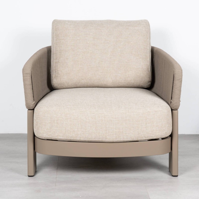 SILLON CAYENNE DE EXTERIOR DE ALUMINIO 3 PATAS Y CUERDA ENTRELAZADA 86x87x71cm