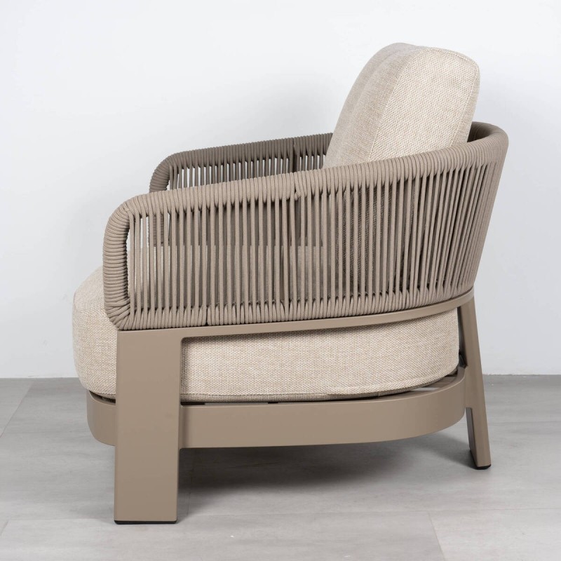 SILLON CAYENNE DE EXTERIOR DE ALUMINIO 3 PATAS Y CUERDA ENTRELAZADA 86x87x71cm
