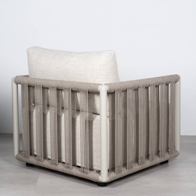 Sillón Cordelia Exterior Aluminio Gris Seda y Cuerda
