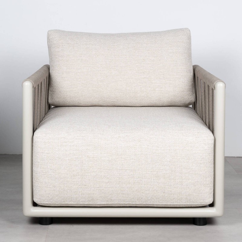 Sillón Cordelia Exterior Aluminio Gris Seda y Cuerda