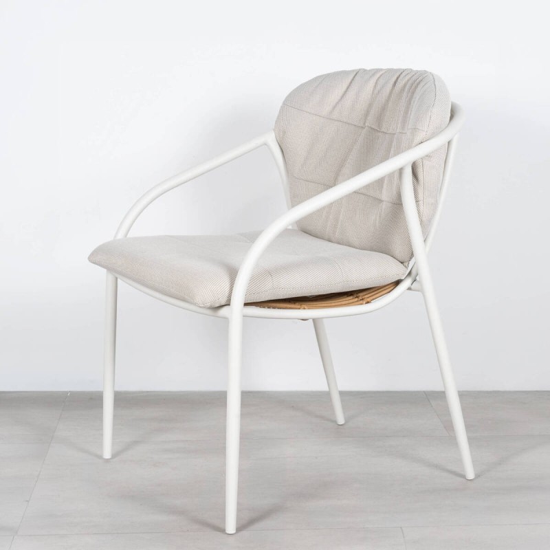 Silla Favara Exterior Aluminio Blanco Alpino y Ratán Sintético