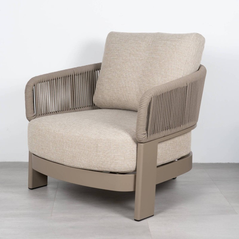 SILLON CAYENNE DE EXTERIOR DE ALUMINIO 3 PATAS Y CUERDA ENTRELAZADA 86x87x71cm