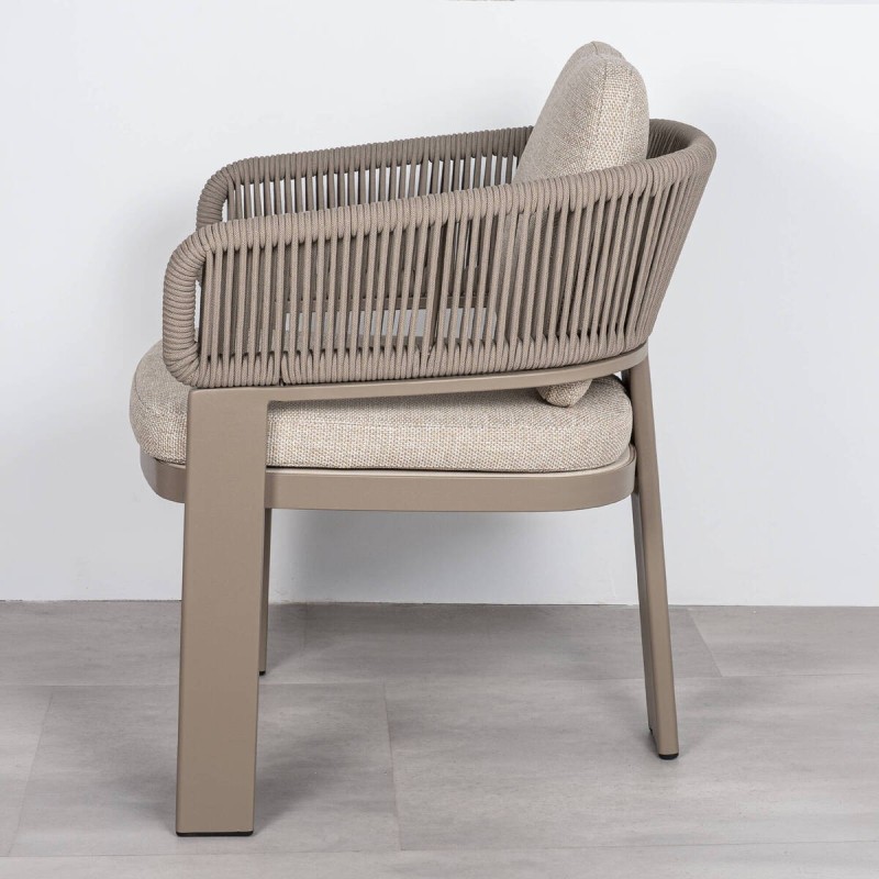 SILLA DE COMEDOR DE EXTERIOR CAYENNE DE ALUMINIO Y CUERDA 63x70x82cm