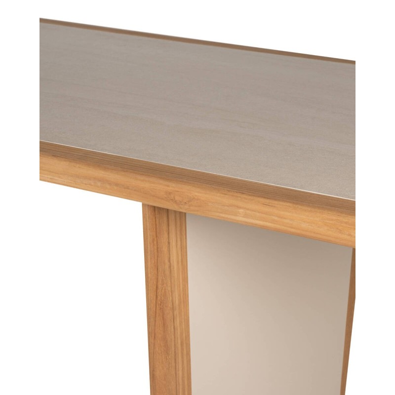 Mesa de comedor haven de exterior de cerámica y teca 273x100x75cm