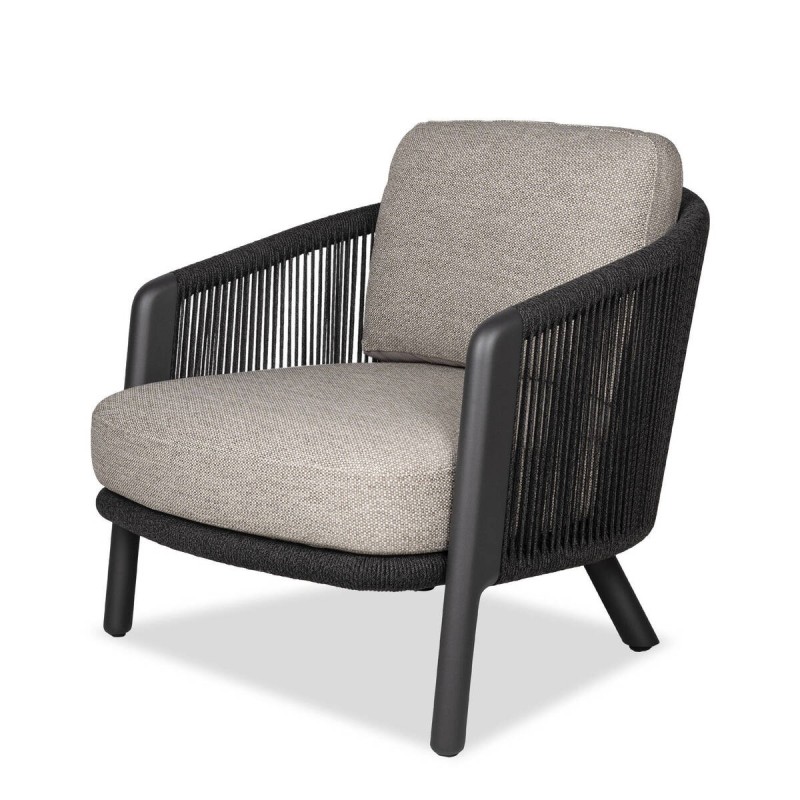 SILLÓN LIRA DE ALUMINIO CARBÓN Y COJÍN GRIS 81x88x80cm