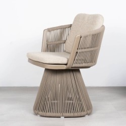 Silla Giratoria Marrakech Exterior Aluminio Taupe y Cuerda