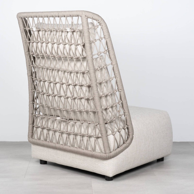 Sillón Vireo Exterior Aluminio Gris Seda y Cuerda Alto Respaldo