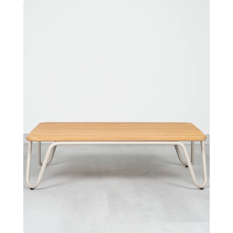 Mesa baja exterior Sento en teca y acero 76 cm