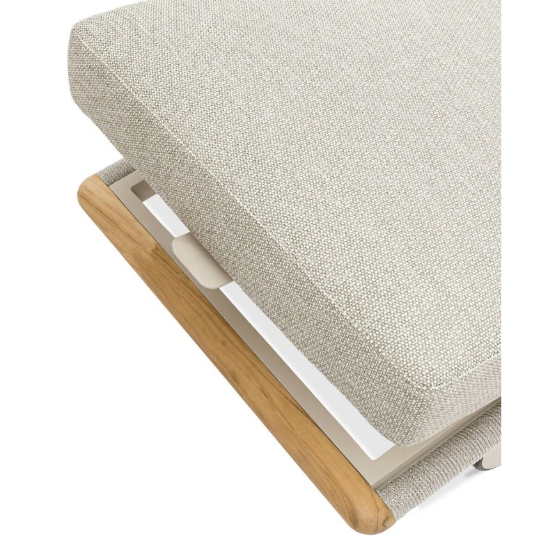 Tumbona de exterior Heat aluminio y teca, cojines Sunproof + funda