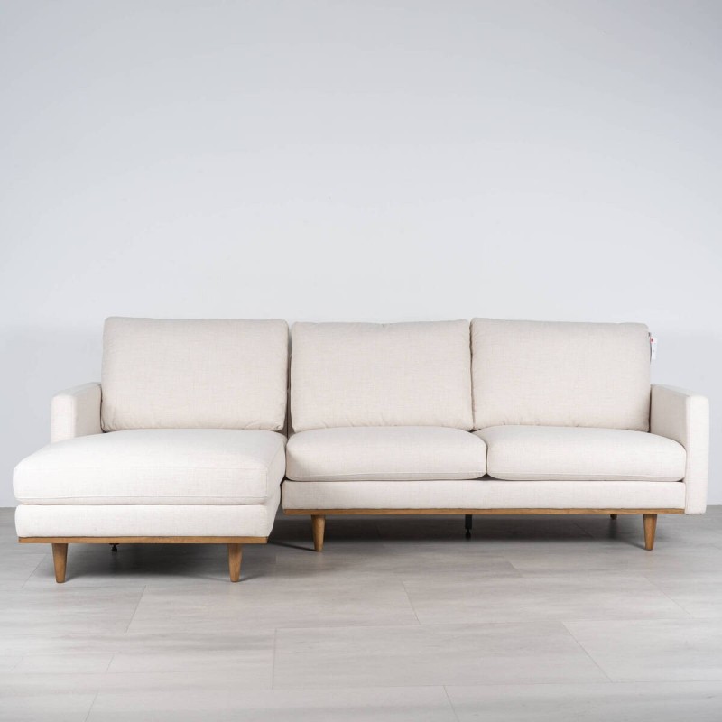 Sofá Zante Chaise Longue Izquierdo Tapizado en Tejido Crema 260 cm