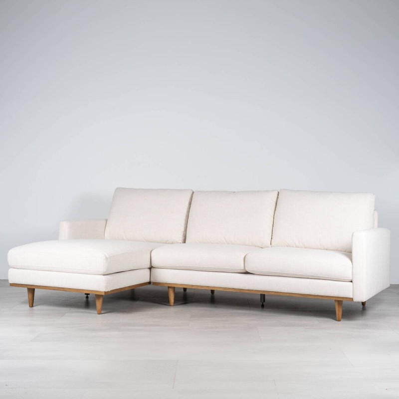 Sofá Zante Chaise Longue Izquierdo Tapizado en Tejido Crema 260 cm