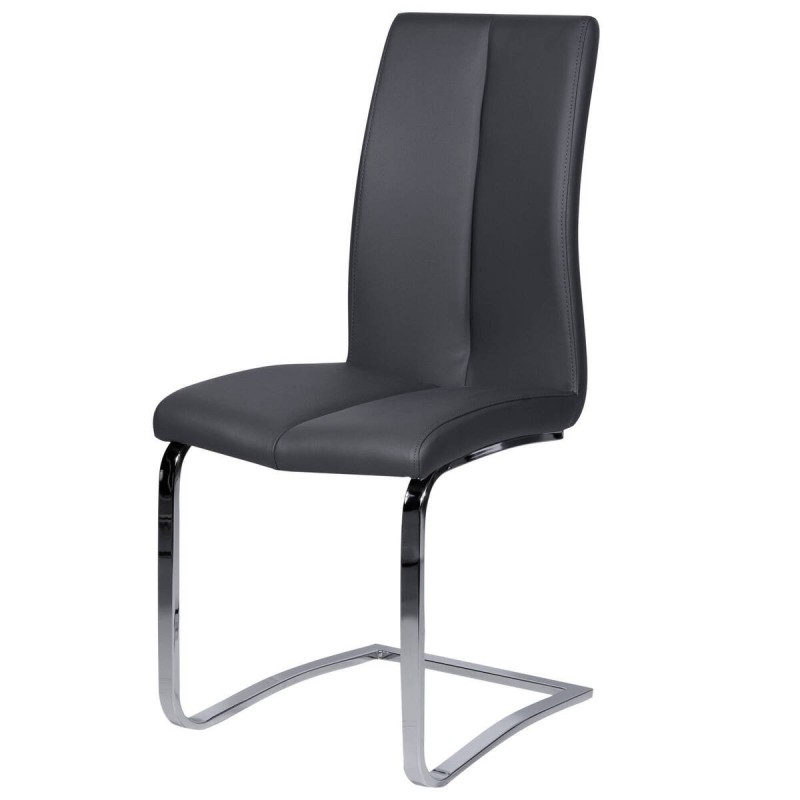 Silla de comedor polipiel gris oscuro/ base acero cromado 45x98x43cm