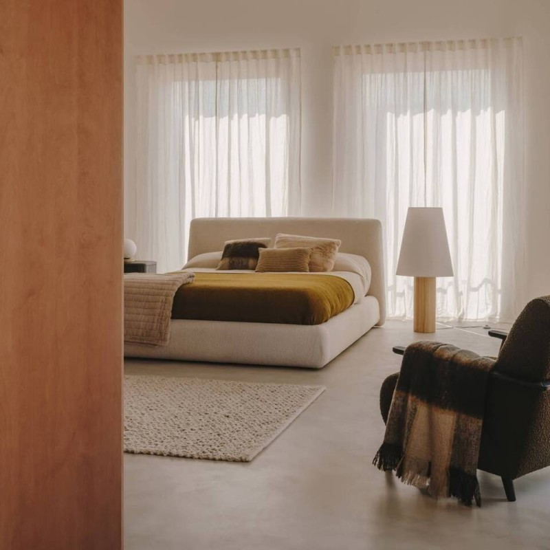 Cama desenfundable martina de borreguito crudo para colchón 180x200cm