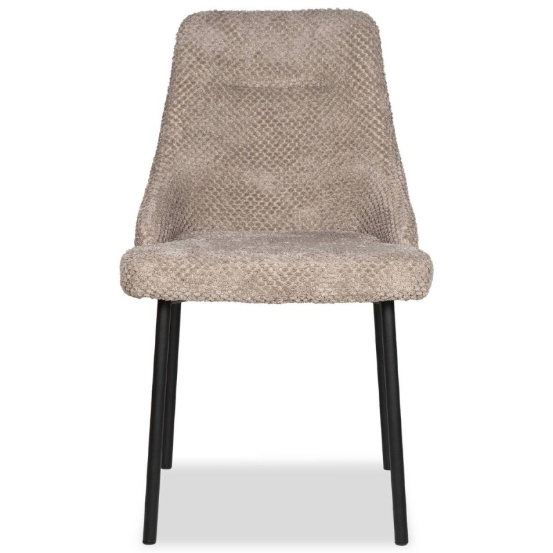Silla lana de borreguito gris con patas de metal negro 50x55x86.5cm