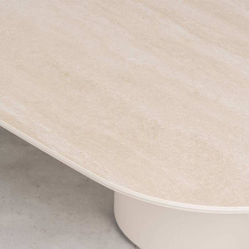 Mesa de Centro de Terraza Borneo con Cerámica Beige Arena 150cm