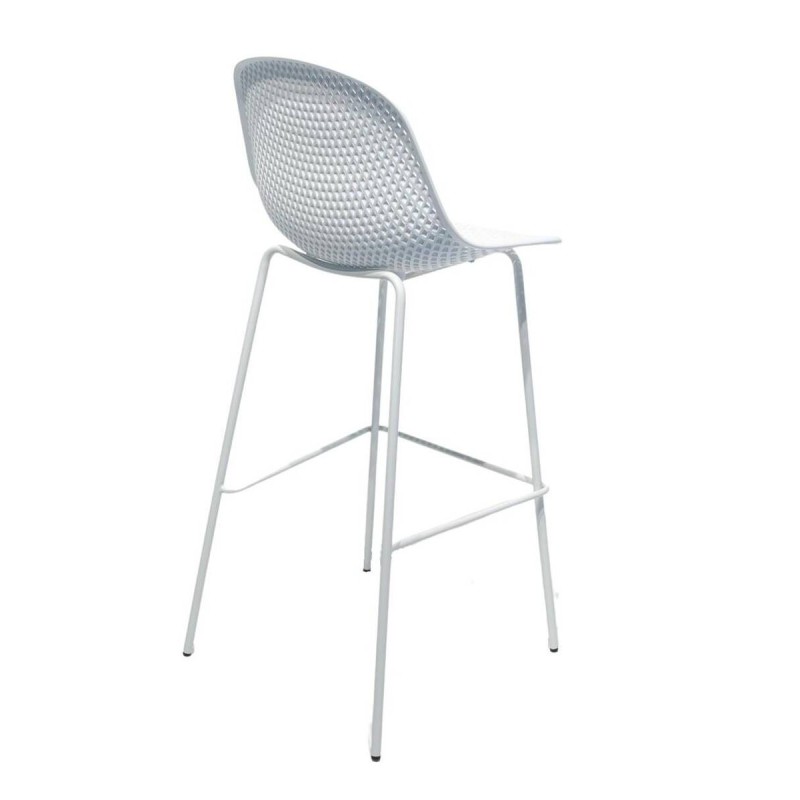 Taburete alto polietileno blanco con patas metálicas 44x46x106cm