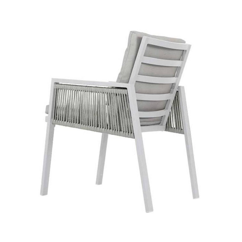 Silla de comedor exterior aluminio/cuerda gris claro 69x56x85cm